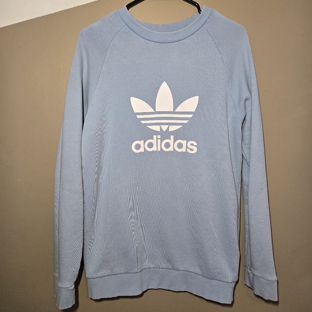 Adidas Originals Men's Trefoil Warm Up Sweatshirt Ash Blue CV8643 Size Small